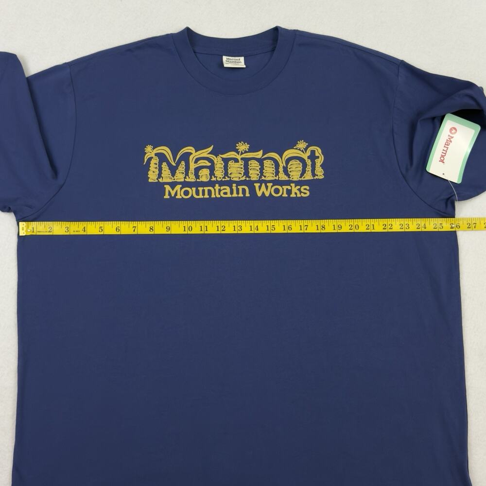 Marmot Mountain T Shirt Mens XXL Twilight Blue Graphic Cairns Tee NWT - Picture 3 of 12